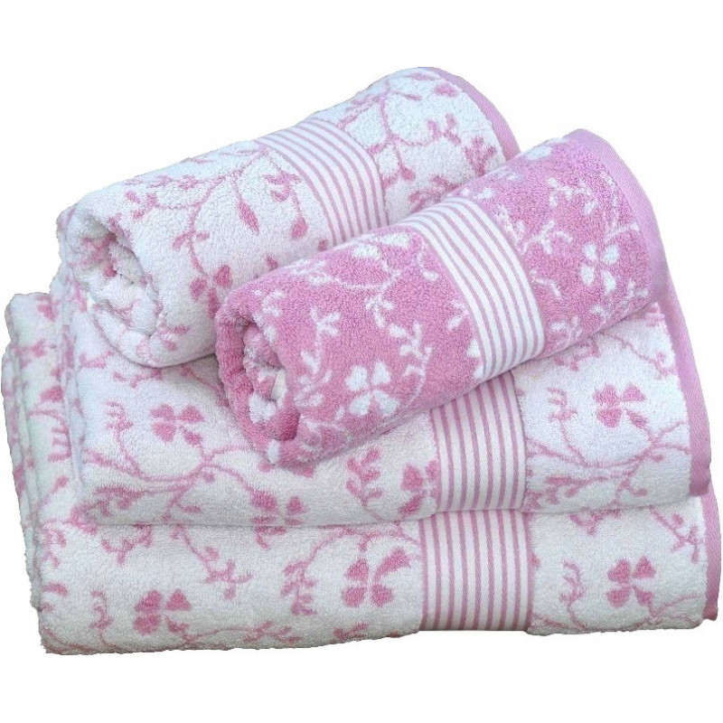 Bomulds håndklæde med vintage pink flora mønster fra MytrendyHome.dk