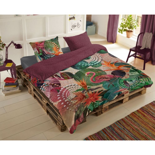 Bomuldssatin sengetøj Sirke med mandala & flamingo fra MyTrendyHome.dk