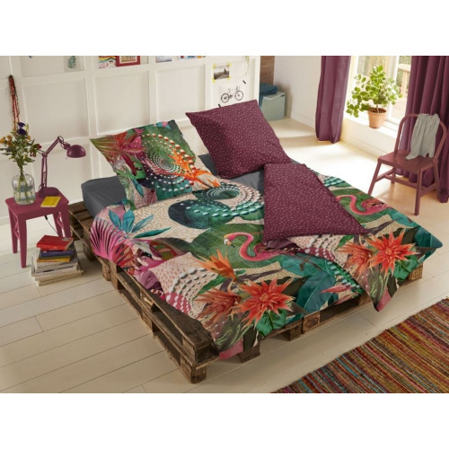 Bomuldssatin sengetøj Sirke med mandala & flamingo fra MyTrendyHome.dk