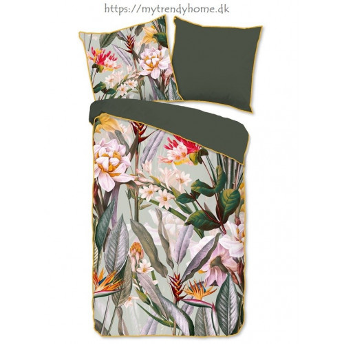 Bomuldssatin sengetøj Modena med eksotiske blomster fra MyTrendyHome.dk