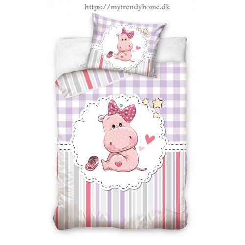 Junior sengetøj Gippo pink med Hippopotam fra MyTrendyHome. dk