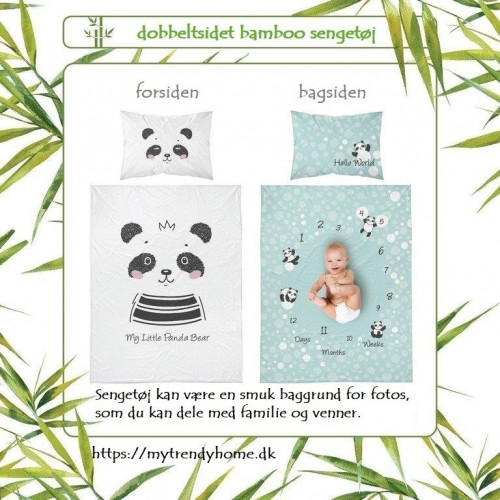 Dobbeltsidet Bambus sengetøj Panda Bear, Mint fra MyTrendyHome. dk