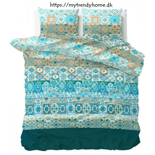Billigt bomulds sengetøj Morocco Blue med orientalsk mønster fra MyTrendyHome.dk