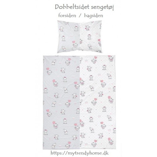 Dobbeltsidet sengetøj med sengerand Søde Elefanter pink - MyTrendyHome