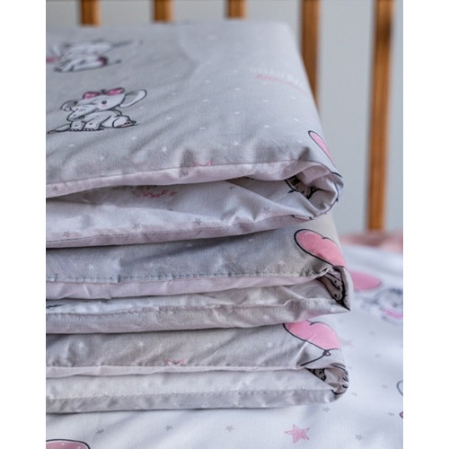 Dobbeltsidet sengetøj med sengerand Søde Elefanter pink - MyTrendyHome
