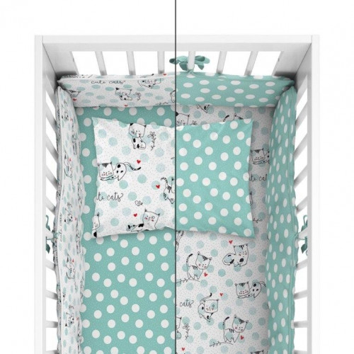 Bedding with protective bumper Little Cats Green
