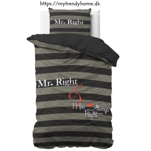 Sengesæt Mr and Mrs Always Right Anthracite fra MyTrendyHome.dk