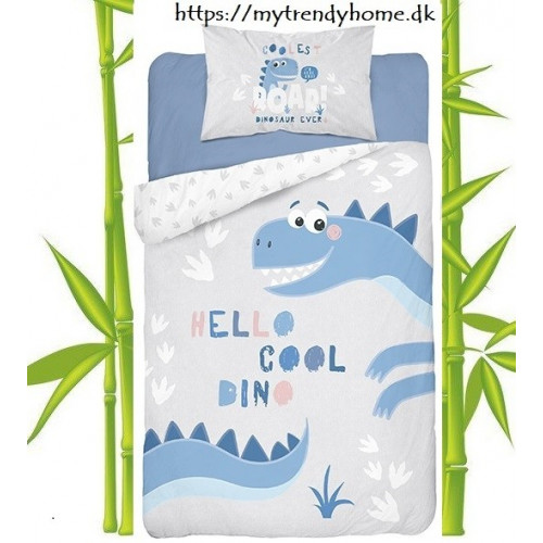 Dobbeltsidet Bambus sengetøj Dino Blå fra MyTrendyHome. dk