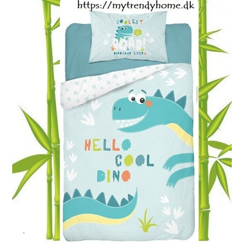 Dobbeltsidet Bambus sengetøj Dino Mint fra MyTrendyHome. dk