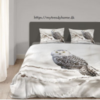Flonel sengesæt Winter Owl med Sneugle 100% bomuld fra MyTrendyHome.dk