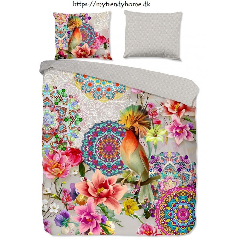 Bomuldssatin sengetøj Bindi med fugl og mandala fra MyTrendyHome.dk