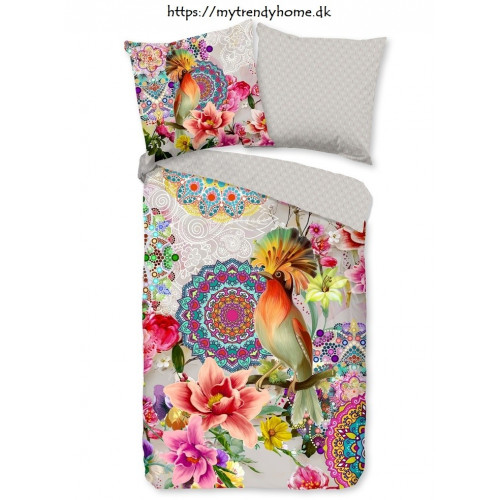 Bomuldssatin sengetøj Bindi med fugl og mandala fra MyTrendyHome.dk
