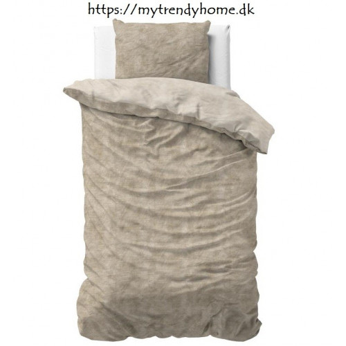 Flonel sengesæt Washed Cotton Taupe fra MyTrendyHome.dk