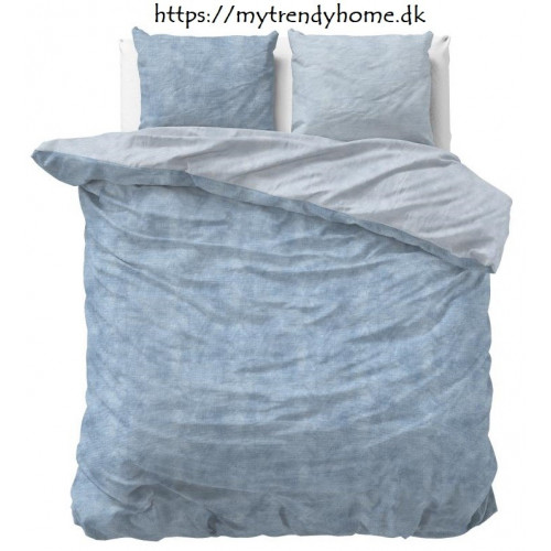 Flonel sengesæt Washed Cotton Blå fra MyTrendyHome.dk