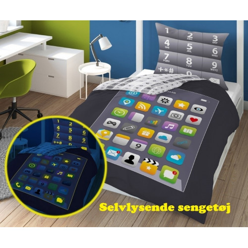 Selvlysende sengetøj Tablet Sort fra MytrendyHome.dk