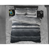 Flonel sengesæt Marcus Grey med stribet mønster fra MyTrendyHome.dk