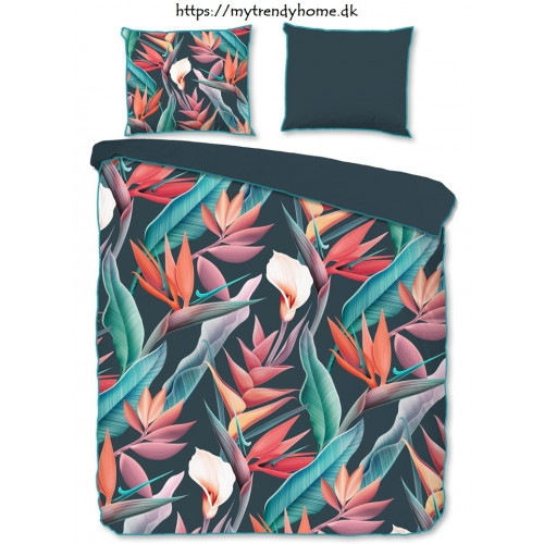 Bomuldssatin sengetøj Chloe med eksotiske blomster - MyTrendyHome.dk