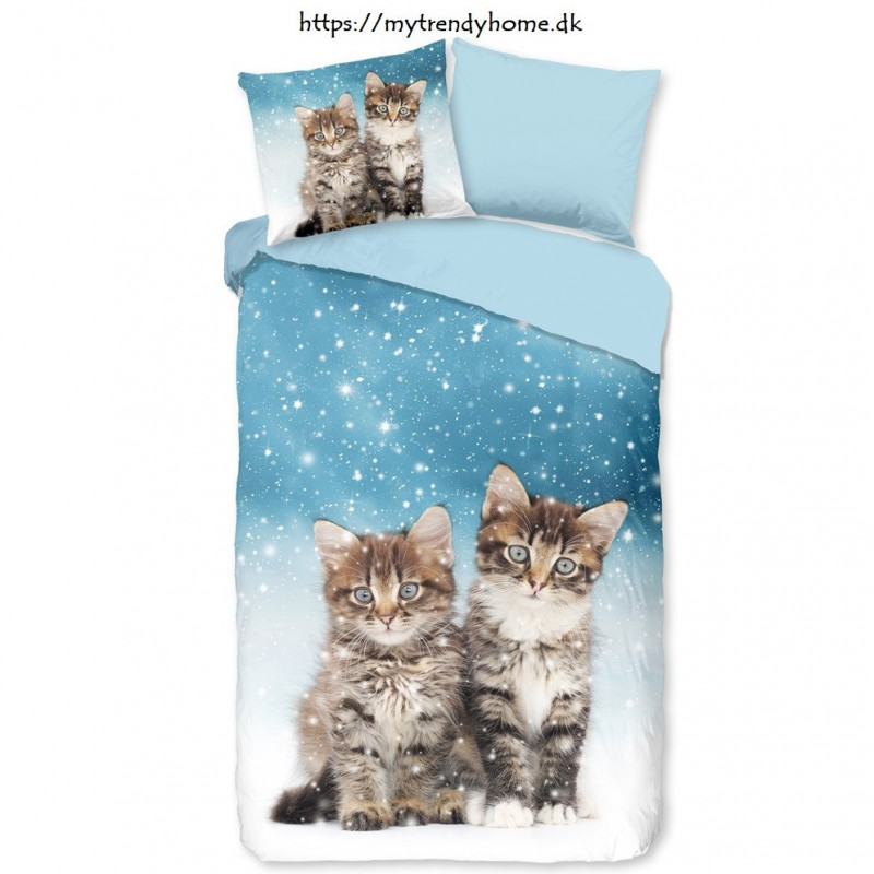 Flonel sengesæt med lille katte fra