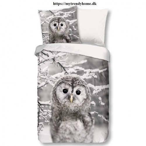Flonel sengesæt Snow Owl med Sneugle 100% bomuld fra MyTrendyHome.dk