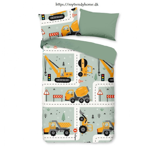 Junior sengetøj Heavy Machines med tunge maskiner fra MyTrendyHome.dk