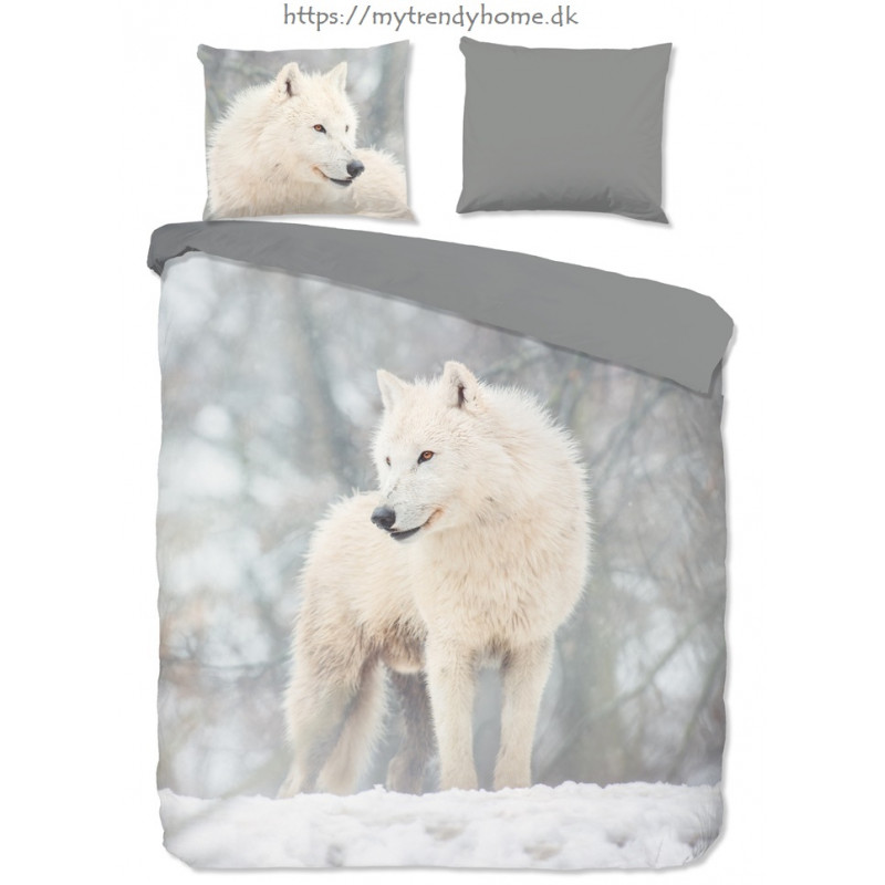 Flonel sengesæt Snow Wolf med 3D ulv i 100% bomuld fra MyTrendyHome.dk