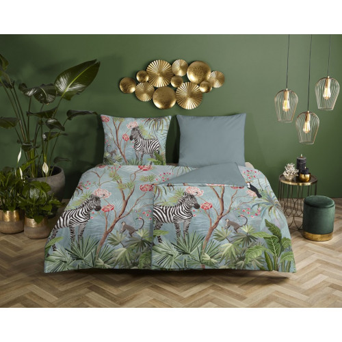 Bomuldssatin sengetøj Yasmin med zebra og blomster - MyTrendyHome.dk