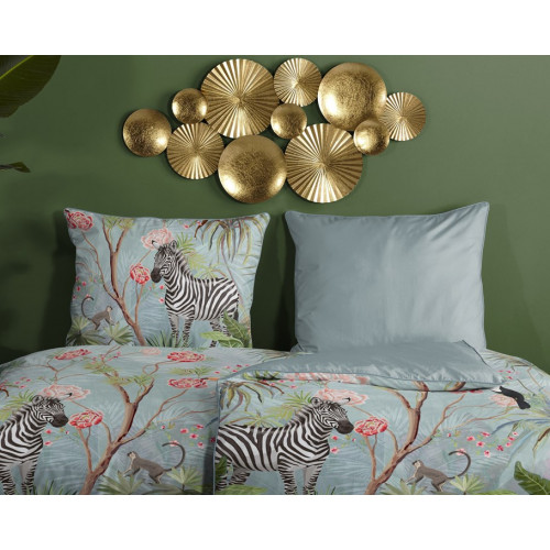 Bomuldssatin sengetøj Yasmin med zebra og blomster - MyTrendyHome.dk
