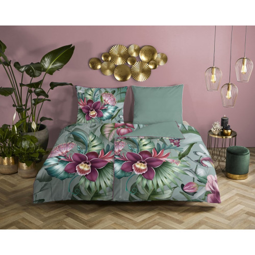Bomuldssatin sengetøj Allison med eksotiske blomster - MyTrendyHome.dk