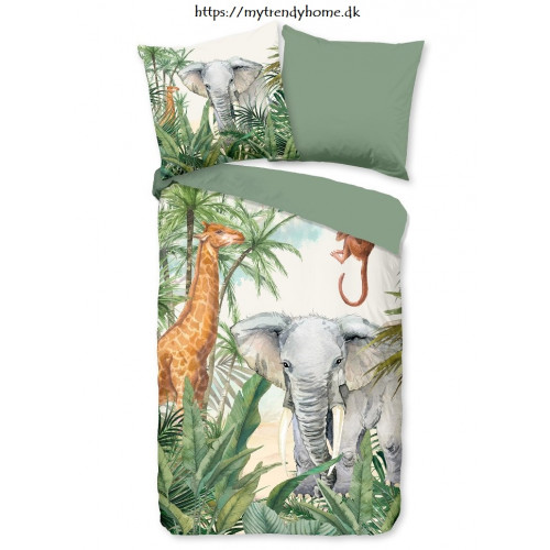 Sengelinned Jungle af højeste kvalitet , lavet af fine luksus 100% bomuld med giraf og elefant