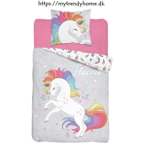 Selvlysende sengetøj Rainbow Unicorn med enhjørning fra MyTrendyHome.dk