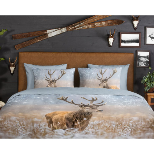 Flonel sengesæt Deer Jolly med hjorte 100% bomuld - MyTrendyHome.dk