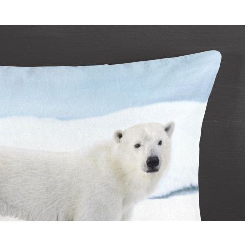 Flonel sengesæt Polar Bear, Blue med isbjørn fra MyTrendyHome.dk
