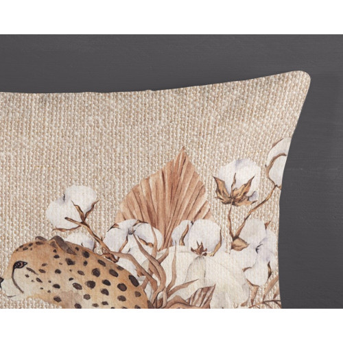 Flonel sengetøj Chevi Sand  med Blade, blomster og leopard fra MyTrendyHome.dk