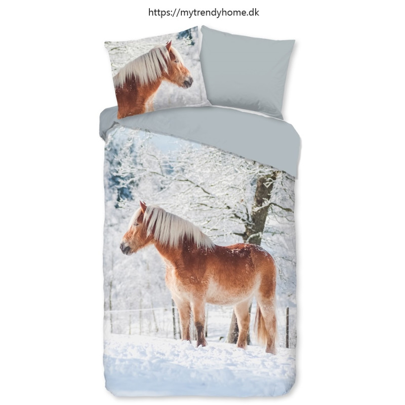 Bomulds Flonel sengesæt Horse Skarlet med små heste fra MyTrendyHome
