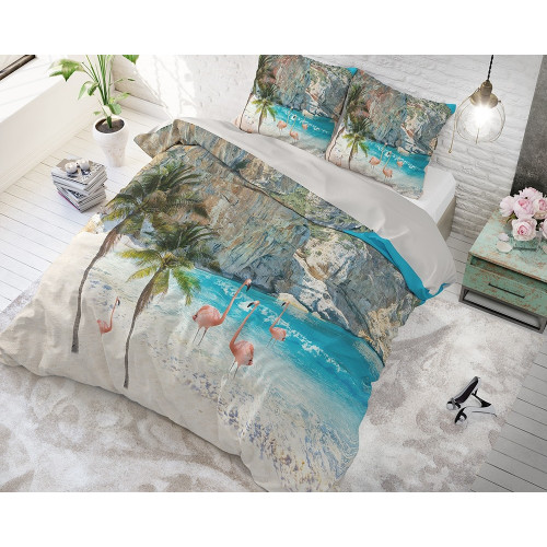 Billigt bomulds sengetøj Flamingo Beach  fra MyTrendyHome.dk