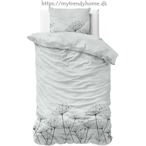 Flonel sengesæt Jaelyn Grey med enggræs mønster på fra MytrendyHome.dk